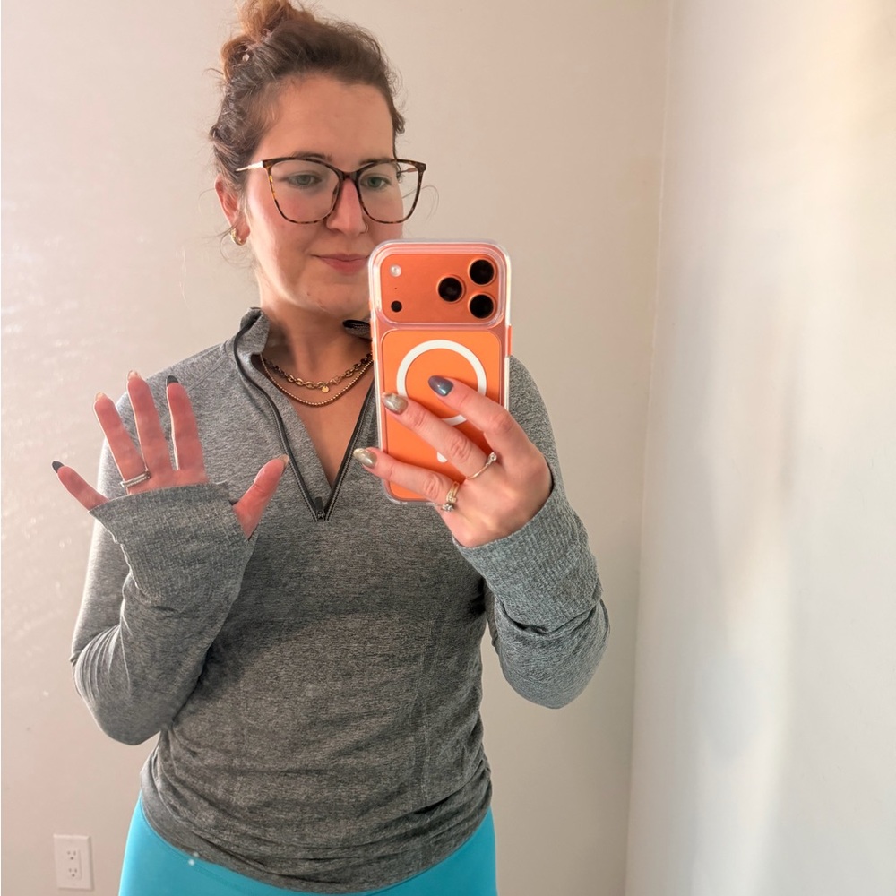 Athleta Heather Gray Zip Pullover